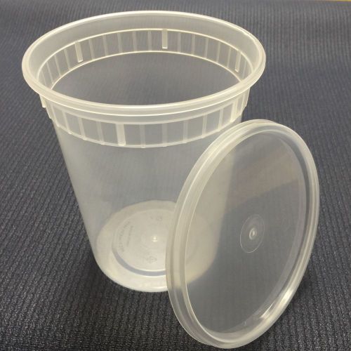 Plastic Deli Food Round Container 32 oz. (with Lids) 240 Sets