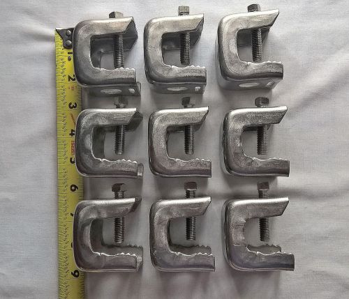 1/8&#034; stainless steel beam clamps angle adapters &amp; bolts 3/8&#034; threaded lot of 9 for sale