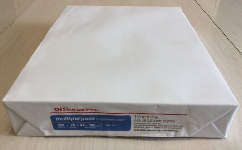 Office Depot Multipurpose Paper, 8 1/2 x 11, 20 Lb, 94 Bright, 500 Sheet Ream