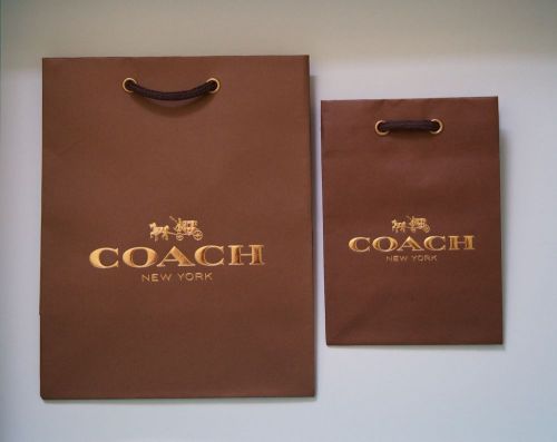 Set of 5 Coach Brown Shopping Paper Bags 7.75 x 9.75 and 5 x 7 NEW