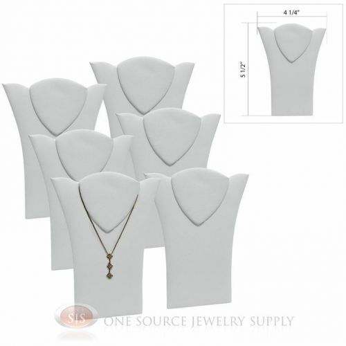 (6) White Leather 5 1/2&#034;  Padded Pendant Necklace Display Easel Presentation