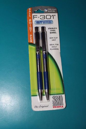 Zebra F-301 Stainless Steel Retractable Fine Point Ballpoint Pens,12 pens total