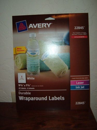 40 New Avery Durable Wraparound Labels Laser Ink Jet White 9 3/4 X 1 1/4 #22845