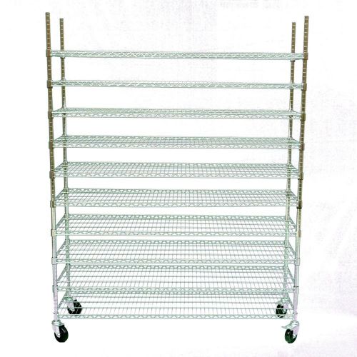 COMMERCIAL Metal Wire Shelf Rolling Wheels Caster Storage Shelving Chrome Rack