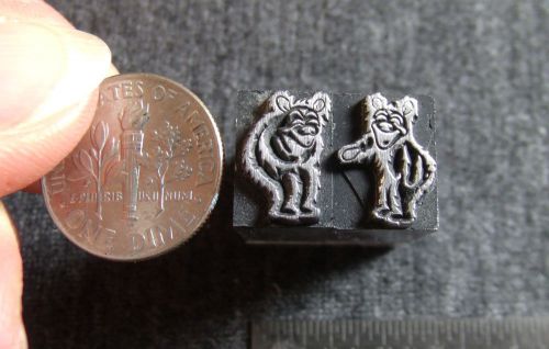 Lot e letterpress metal print blocks cuts dingbats 2  laughing bears-different for sale