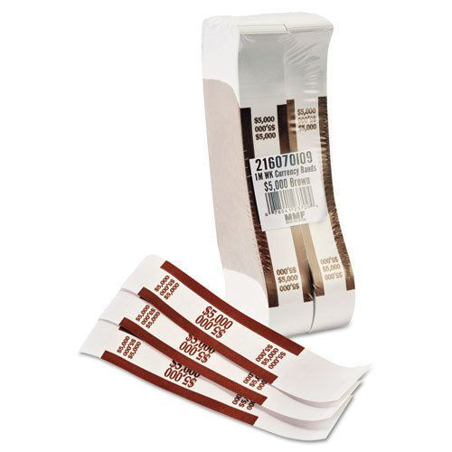 Self-Adhesive Currency Straps, Brown, $5,000 in $50 Bills, 1000 Bands/Pack