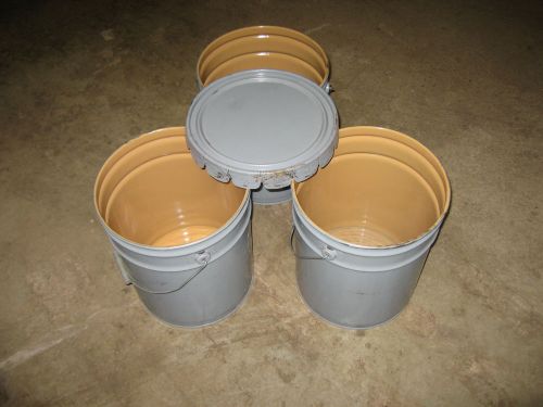 Vestil pail-stl-ri-un steel pail, grey, cap 5 gal, with lining, pack of 3 for sale