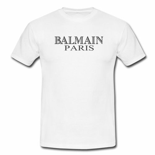 Hot item balmain h&amp;m flock print t-shirt tee white s,m,l,xl,xxl hm paris logo for sale