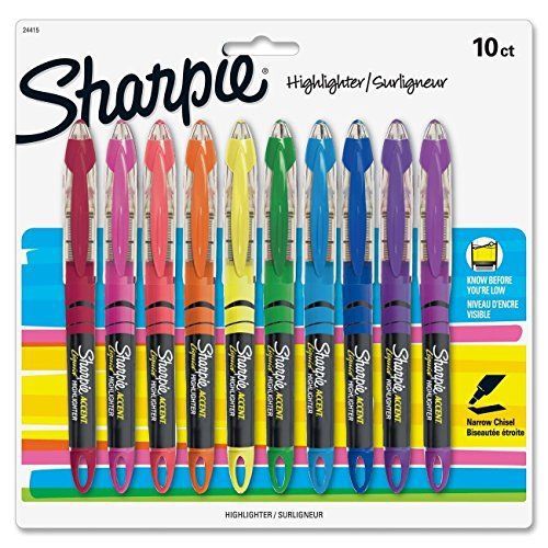 Sharpie accent liquid pen style highlighter, micro chisel tip, assorted, 10 per for sale