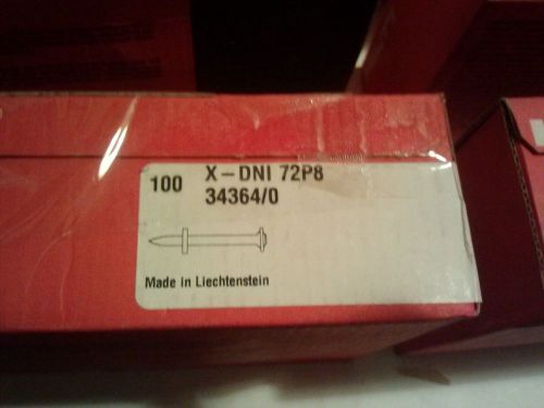 6 BOXES HILTI X-DNI 72P8  72 MM 2 7/8 INCHES 600 NAILS POWDER ACTUATED FASTENER