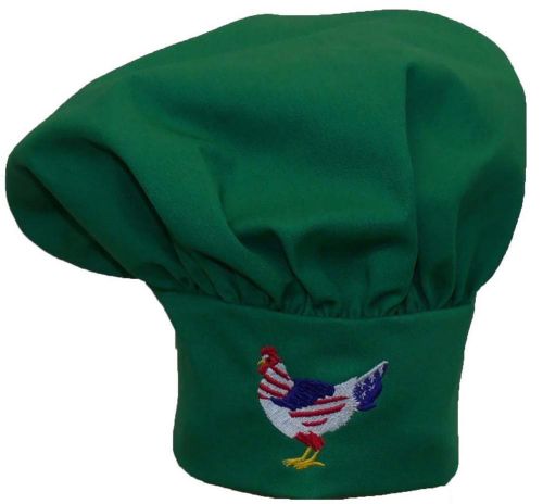 Flag Rooster Chef Hat Youth Adjustable Cock a Doodle Dandy Monogram Green Avail