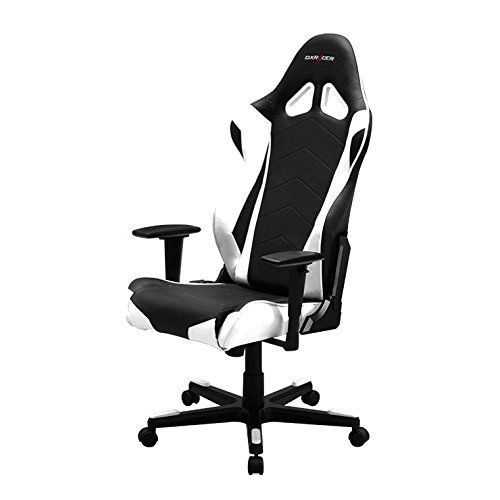 DXRacer RE0/NW Black White Racing Bucket Seat Office ChairErgo wLumbar Support