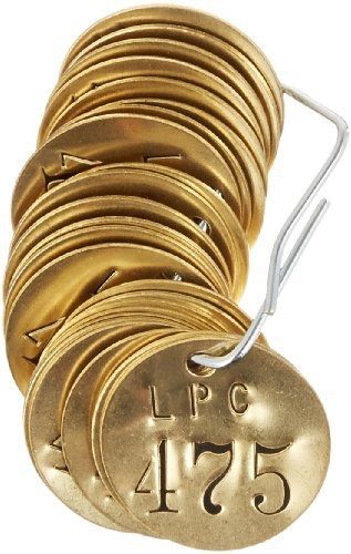 Brady 873901 1/2&#034; diametermeter stamped brass valve tags, numbers 001-025, for sale