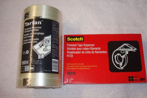 Scotch Filament Tape Hand Dispenser H133 PN06919 with 12 rolls 3M / 8934 Tape