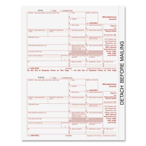 Tops 5-Part Miscellaneous 1099 Tax Forms For Laser Printers 50 Pack (22993)