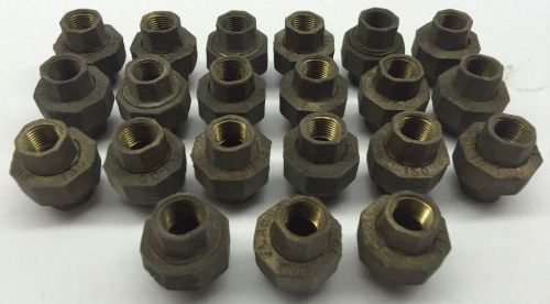 Lot of 21 flagg brass 3/8&#034; plumbing threaded union couplings fittings coupler for sale