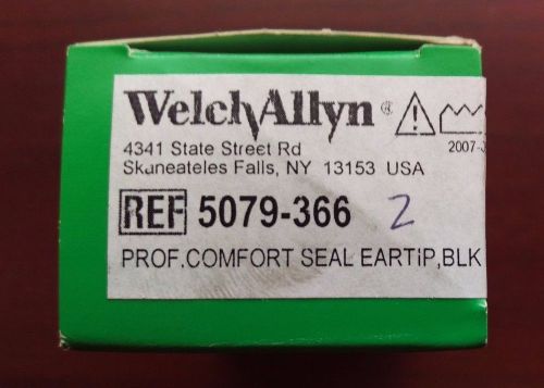 Welch Allyn Comfort Sealing Eartips Large Black #5079-366 NEW IN BOX 4/BX