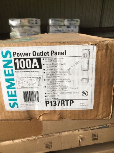 SIEMENS 100 AMP P137RTP POWER OUTLET PANEL NEW OLD STOCK