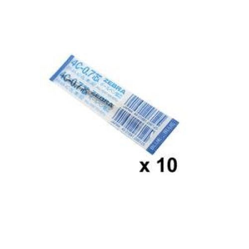 10pcs Zebra 4C-0.7 0.7mm Refill (Box Set) - Blue Ink