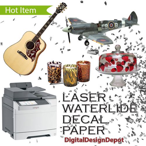 5 sheets Laser waterslide decal paper CLEAR  8.5&#034; x 11&#034; :)