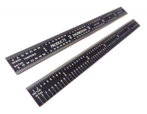 Us 12&#034; flexible black chrome 5r machinist ruler/rule 1/64, 1/32, 1/10, 1/100 for sale
