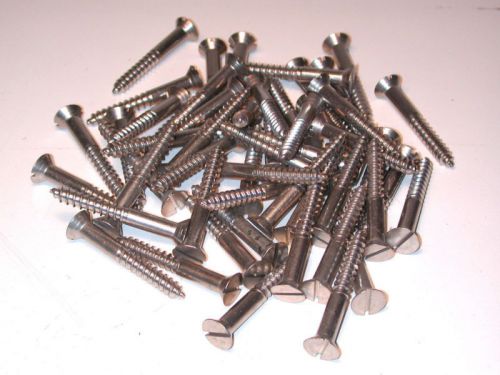 50 nos stainless steel #16 flat head slot 2-1/2&#034; wood screws boatbuilding for sale