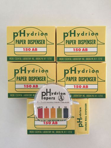 PHydrion papers - DOUBLE ROLL PH TEST PAPERS DISPENSER A-B NOS** Lot of 5