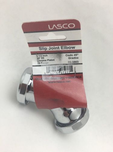 Lasco 1-1/2-inch chrome plated brass slip joint both ends 45-degree elbow for sale