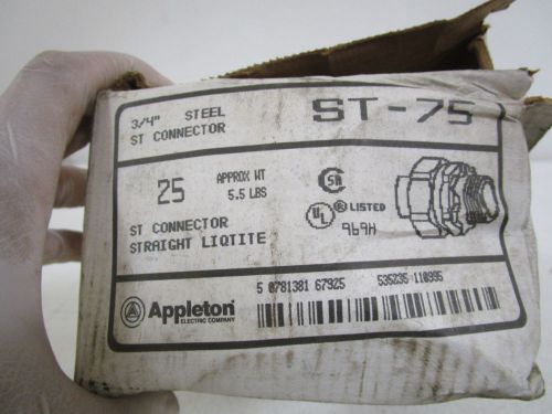 LOT OF 19 APPLETON 3/4&#034; STEEL CONNECTOR ST-75 *NEW IN BOX*
