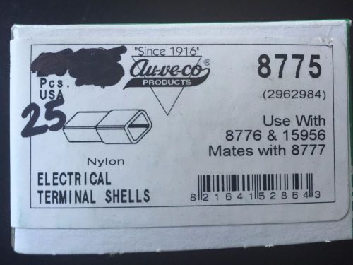 Electrical Terminal Shells White Nylon Mates With 8777 Auveco 8775 25 count