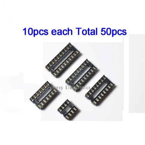 10pcs each 8,14,16,18,20 Pin DIP IC Sockets Adaptor Solder Type Socket