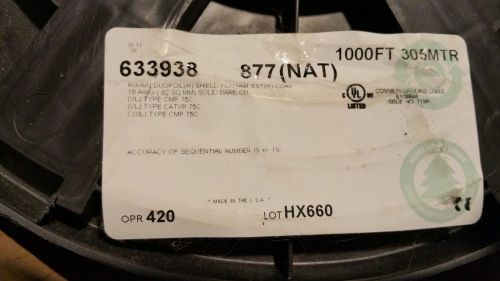 Belden 633938 Plenum RG6/U 18awg Sol Copper Coaxial Cable UL:CMP/CATVP USA /10ft