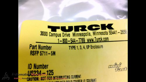 TURCK RSFP 5711-5M CABLE, 5METERS, MALE, STRAIGHT, 5POLE,, NEW