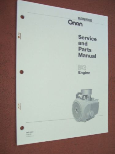 OEM ONAN BG Series Engine Service AND Parts Manual Overhaul Repair Generator
