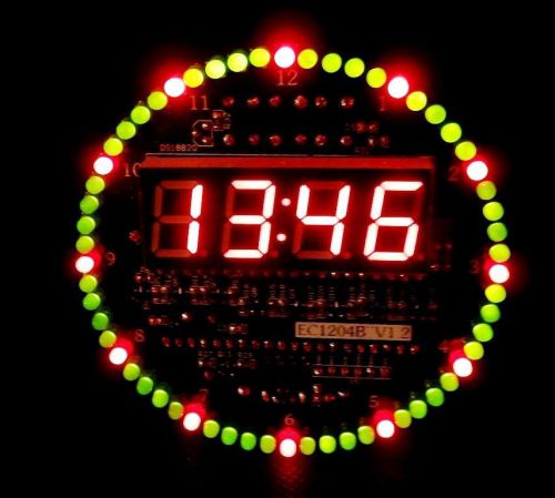 Diy ds1302 rotating led electronic digital clock kit 51 scm learning board 5v xp for sale