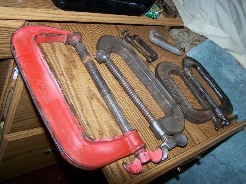 VINTAGE C CLAMP LOT WELDING CLAMP LOT 6 CLAMPS 8-6-4&amp;SMALL HARGRAVE,STEARNS ETC.