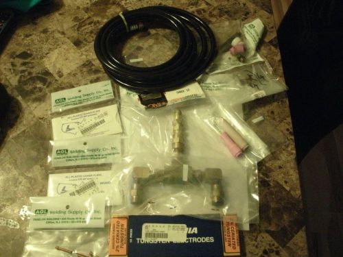 PARTS ONLY AGL TIG Welder ITEMS RED TIP TUNGSTEN, LENS, HOLDER PARTS, CHECK PICS