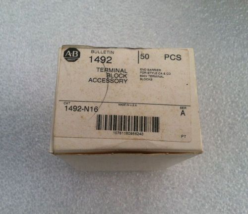Lot of (50) allen bradley 1492-n16  ser a terminal block end barriers new in box for sale