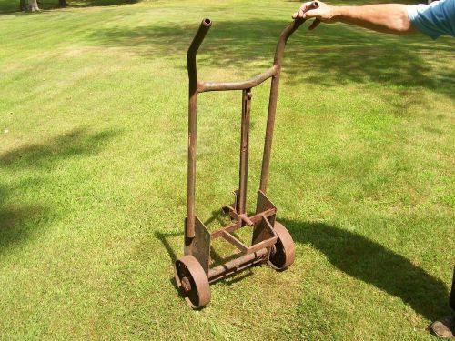 Antique steel hand truck (dolly) barrel cart solid metal wheels for sale