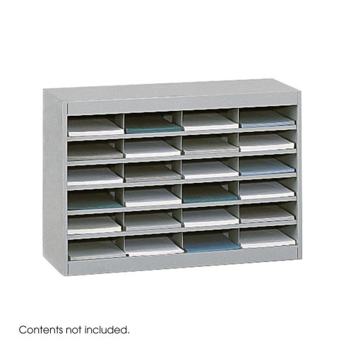 Steel Literature Organizer with 24 Letter-Size Compartments Gray