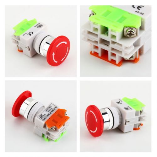 Nc n/c emergency stop switch push button mushroom push button 4screw terminal h2 for sale