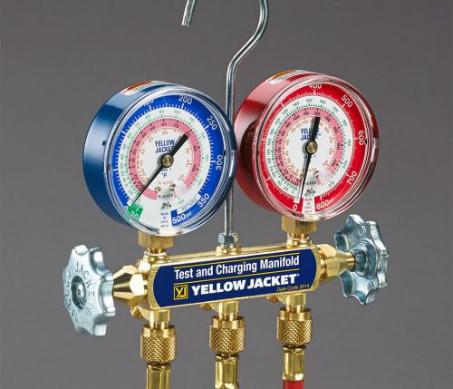 Yellow jacket 41211 manifold 2-1/2&#034; gauges 60&#034; plus ii™ hoses r22/134a/404a, °f for sale