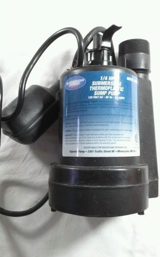 Superior Pump 92250 - 1/4 HP Thermoplastic Submersible Sump Pump w/ Tether Fl...