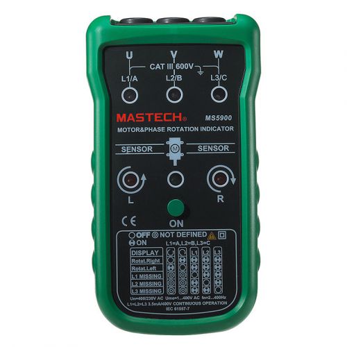 New MASTECH MS5900 Motor 3- Phase Rotation Indicator Meter w/ Case Bag