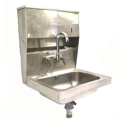Stainless steel wall mount w/splash guard lavatory faucet advance tabco for sale