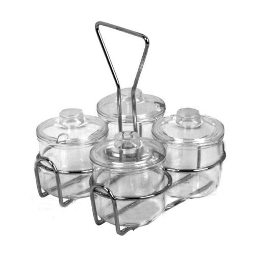 Stainless Steel Condiment Jar Holder (4 Holes)