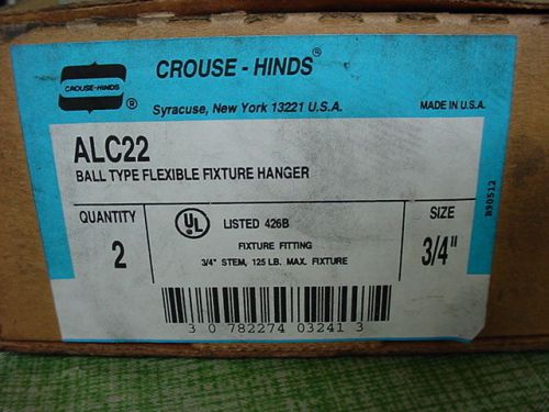 BOX OF 2 NEW CROUSE HINDS ALC22 BALL TYPE FLEXIBLE FIXTURE HANGERS 3/4&#039;&#039;