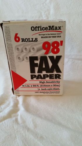FAX PAPER - 4 ROLLS - OFFICE MAX MADE IN USA 98&#039; ROLLS - 4 NEW ROLLS