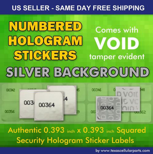 250 Void if removed  0.393&#034; x 0.393&#034; Square Numbered Security Hologram Sticker
