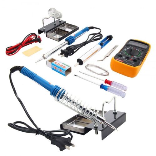 10-In-1 110V 60W Soldering Iron Tools Set with Solder Sucker &amp; Stand+ Multimeter